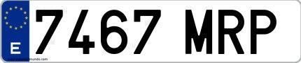 Ejemplo de matrícula española 7467 MRP