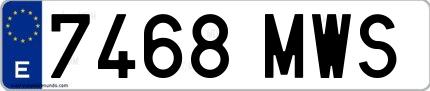 Ejemplo de matrícula española 7468 MWS