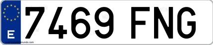 Ejemplo de matrícula española 7469 FNG