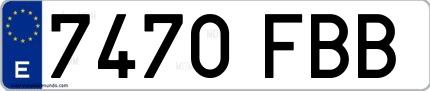 Ejemplo de matrícula española 7470 FBB