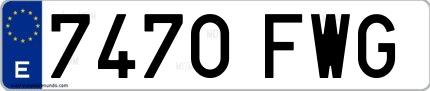 Ejemplo de matrícula española 7470 FWG