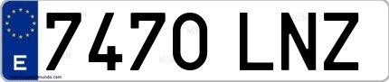 Ejemplo de matrícula española 7470 LNZ
