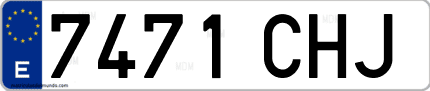 Ejemplo de matrícula de coche ordinaria 7471 CHJ
