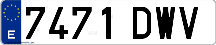 Ejemplo de matrícula de coche ordinaria 7471 DWV
