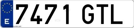 Ejemplo de matrícula española 7471 GTL