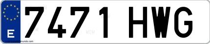 Ejemplo de matrícula española 7471 HWG
