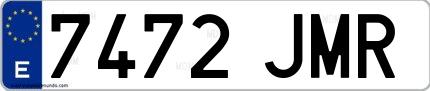 Ejemplo de matrícula española 7472 JMR