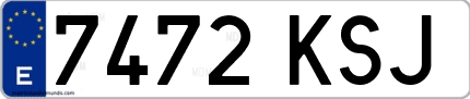 Ejemplo de matrícula de coche ordinaria 7472 KSJ