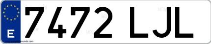 Ejemplo de matrícula española 7472 LJL