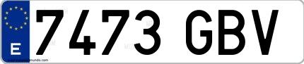 Ejemplo de matrícula española 7473 GBV