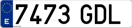 Ejemplo de matrícula de coche ordinaria 7473 GDL