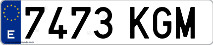 Ejemplo de matrícula de coche ordinaria 7473 KGM