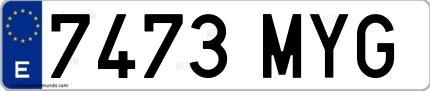 Ejemplo de matrícula española 7473 MYG