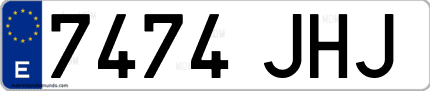 Ejemplo de matrícula de coche ordinaria 7474 JHJ