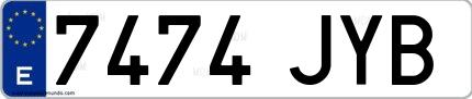 Ejemplo de matrícula española 7474 JYB
