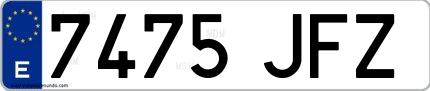 Ejemplo de matrícula española 7475 JFZ