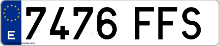 Ejemplo de matrícula de coche ordinaria 7476 FFS