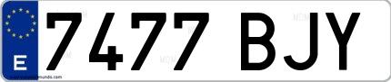 Ejemplo de matrícula de coche ordinaria 7477 BJY