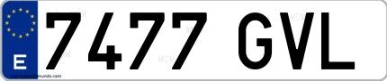 Ejemplo de matrícula española 7477 GVL