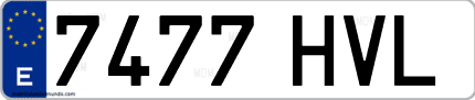 Ejemplo de matrícula de coche ordinaria 7477 HVL