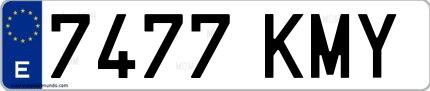Ejemplo de matrícula española 7477 KMY
