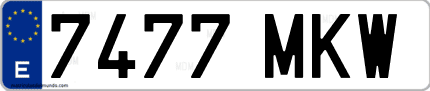 Ejemplo de matrícula de coche ordinaria 7477 MKW