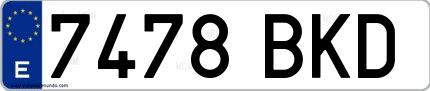 Ejemplo de matrícula española 7478 BKD
