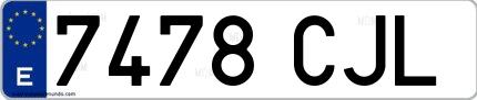 Ejemplo de matrícula española 7478 CJL
