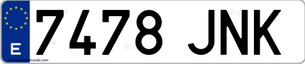 Ejemplo de matrícula de coche ordinaria 7478 JNK