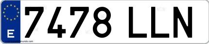 Ejemplo de matrícula española 7478 LLN
