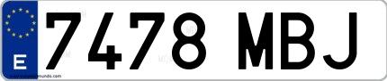 Ejemplo de matrícula española 7478 MBJ