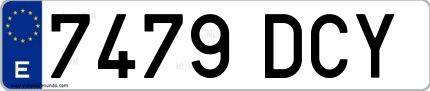 Ejemplo de matrícula española 7479 DCY