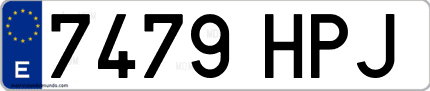 Ejemplo de matrícula de coche ordinaria 7479 HPJ