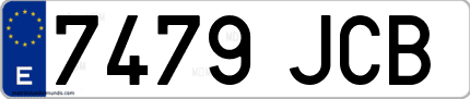 Ejemplo de matrícula de coche ordinaria 7479 JCB