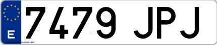 Ejemplo de matrícula española 7479 JPJ