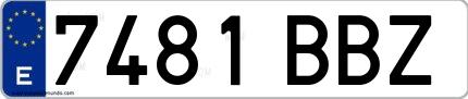 Ejemplo de matrícula española 7481 BBZ
