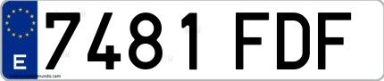 Ejemplo de matrícula española 7481 FDF
