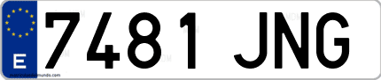 Ejemplo de matrícula de coche ordinaria 7481 JNG