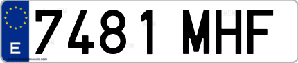 Ejemplo de matrícula de coche ordinaria 7481 MHF