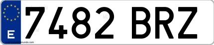 Ejemplo de matrícula española 7482 BRZ