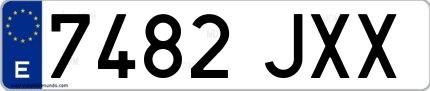 Ejemplo de matrícula española 7482 JXX