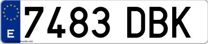 Ejemplo de matrícula española 7483 DBK