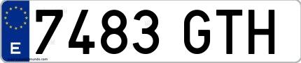 Ejemplo de matrícula española 7483 GTH