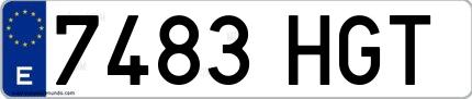 Ejemplo de matrícula española 7483 HGT