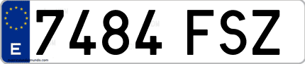 Ejemplo de matrícula de coche ordinaria 7484 FSZ