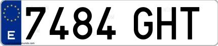 Ejemplo de matrícula española 7484 GHT
