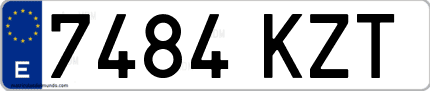 Ejemplo de matrícula de coche ordinaria 7484 KZT