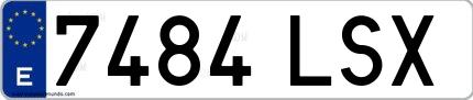 Ejemplo de matrícula española 7484 LSX