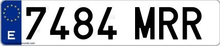 Ejemplo de matrícula española 7484 MRR
