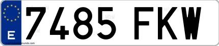 Ejemplo de matrícula española 7485 FKW